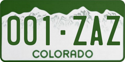 CO license plate 001ZAZ