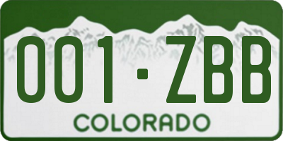 CO license plate 001ZBB