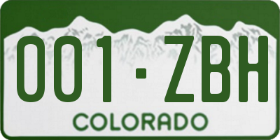 CO license plate 001ZBH
