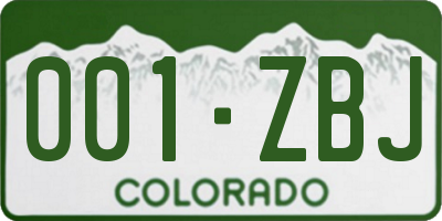 CO license plate 001ZBJ