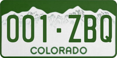 CO license plate 001ZBQ