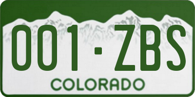 CO license plate 001ZBS