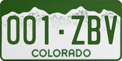 CO license plate 001ZBV