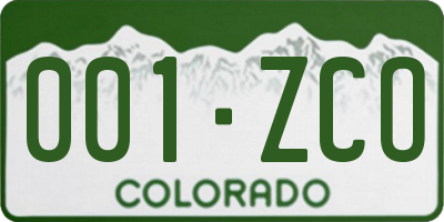 CO license plate 001ZCO