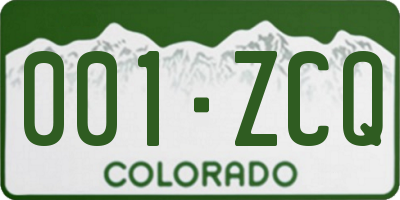 CO license plate 001ZCQ
