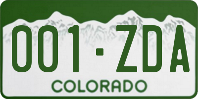 CO license plate 001ZDA