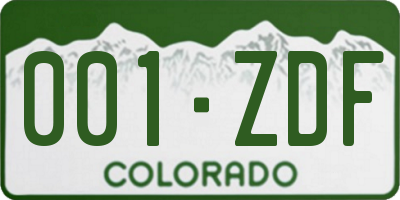 CO license plate 001ZDF
