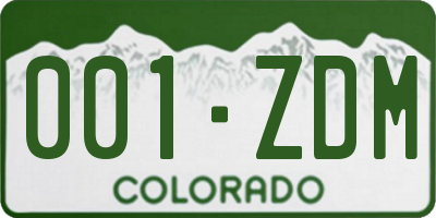 CO license plate 001ZDM