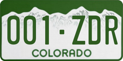 CO license plate 001ZDR