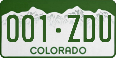 CO license plate 001ZDU