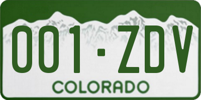 CO license plate 001ZDV