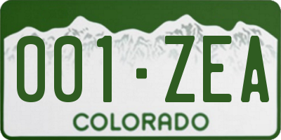 CO license plate 001ZEA