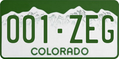 CO license plate 001ZEG