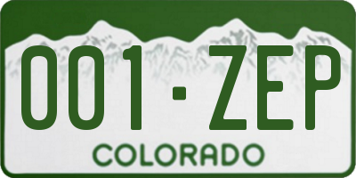 CO license plate 001ZEP