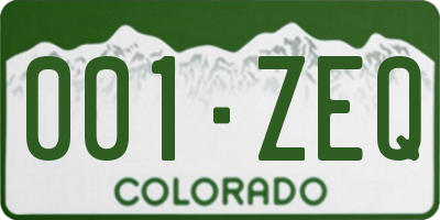CO license plate 001ZEQ