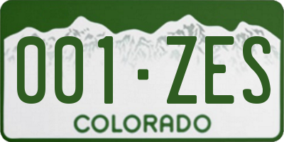 CO license plate 001ZES