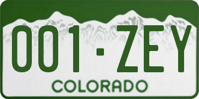 CO license plate 001ZEY