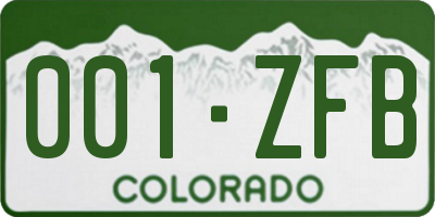 CO license plate 001ZFB