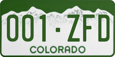 CO license plate 001ZFD