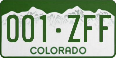 CO license plate 001ZFF