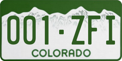 CO license plate 001ZFI