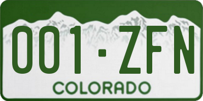 CO license plate 001ZFN