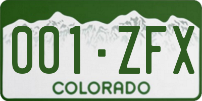 CO license plate 001ZFX