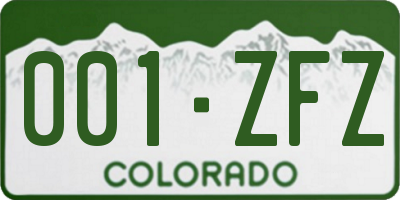 CO license plate 001ZFZ