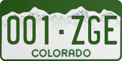 CO license plate 001ZGE