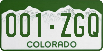 CO license plate 001ZGQ