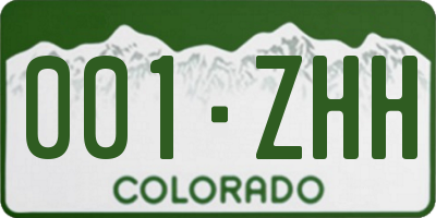 CO license plate 001ZHH