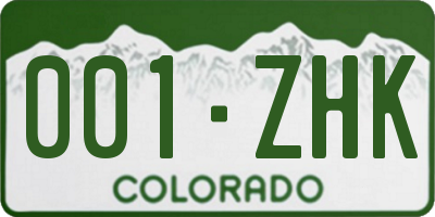 CO license plate 001ZHK