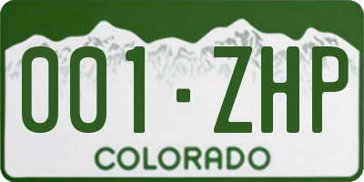 CO license plate 001ZHP