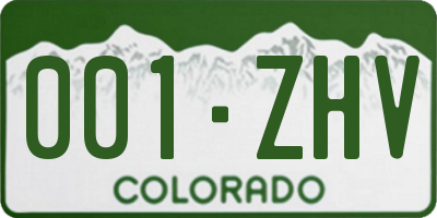 CO license plate 001ZHV