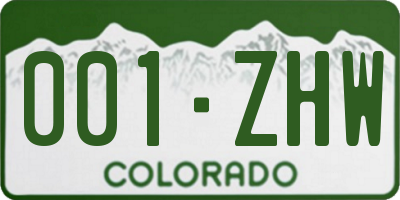 CO license plate 001ZHW