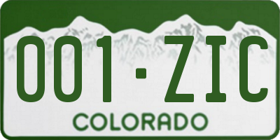 CO license plate 001ZIC