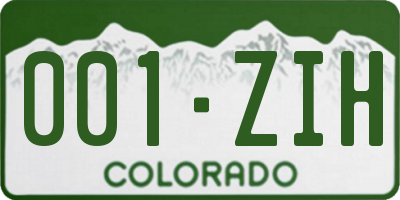 CO license plate 001ZIH