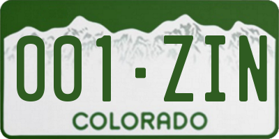 CO license plate 001ZIN