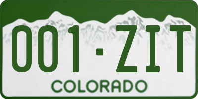 CO license plate 001ZIT