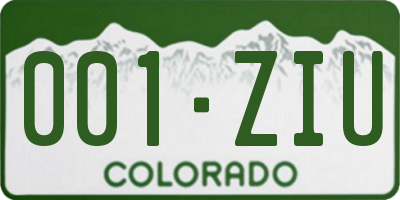 CO license plate 001ZIU