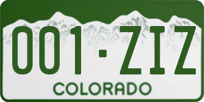 CO license plate 001ZIZ