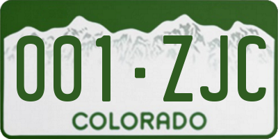 CO license plate 001ZJC