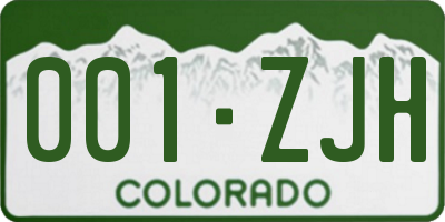 CO license plate 001ZJH