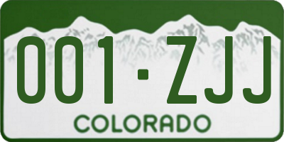 CO license plate 001ZJJ