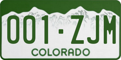 CO license plate 001ZJM