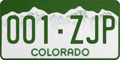 CO license plate 001ZJP