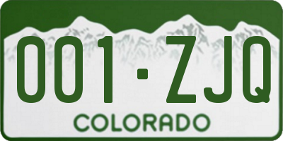 CO license plate 001ZJQ