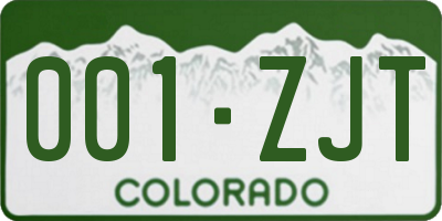 CO license plate 001ZJT
