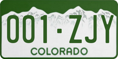 CO license plate 001ZJY