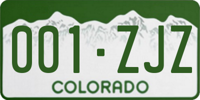 CO license plate 001ZJZ